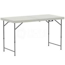 Table d'appoint pliante pieds inox, revetement brun surface de travail, couvre champ noir plastique, bouchons de pied. Table Pliante 4 Ft Environ 1 22 M Acier Blanche Portable Camping Picnic Chevalet Outdoor Indoor Ebay