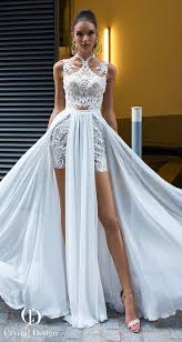 Crystal Designs Wedding Dresses 2019 Paris Collection White Dress Party Mini Wedding Dresses Wedding Dresses Lace