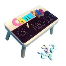 One of our most popular items, the puzzle stools are individually handcrafted from sugar pine and come customized with the child's name carved out forming a colorful puzzle. Cute Step Stool For Toddlers Kids Chalkboard Table