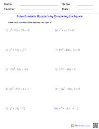 Most problems a = 1 but there are some in which a is not 1. Algebra 1 Worksheets Quadratic Functions Worksheets Quadratics Solving Quadratic Equations Completing The Square