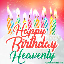 Happy birthday images for her. Happy Birthday Gif For Heavenly With Birthday Cake And Lit Candles Download On Funimada Com