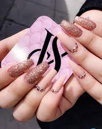 Rose gold nail designs with rhinestones. Glitter Rose Gold Wedding Nails Novocom Top