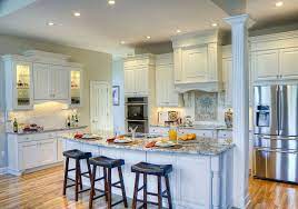 After Removing One Of The Columns Opened Up The Kitchen To New Possibilities A Beautiful C Kitchen Columns Kitchen Island With Sink Functional Kitchen Island