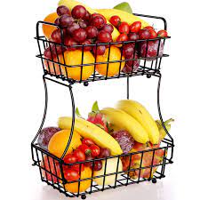 Tomcare 2 Tier Fruit Basket Metal Fruit Bowl Bread Baskets Detachable Fruit Holder Kitchen Storage Baskets Stand Screws Free Design For Fruits Breads Vegetables Snacks Bronze Buy Online In Indonesia At Desertcart Id