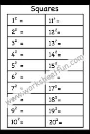 Squares Perfect Squares Free Printable Worksheets