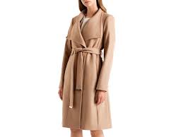 Formed of a luxurious blend of wool and cashmere, this enduring wardrobe staple is completed with a belt fastening, ideal for keeping the cold out. Ted Baker Wool Lorili Long Wrap Coat In Taupe Natural Lyst