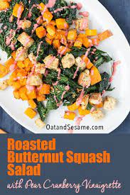 Roasted Butternut Squash Salad With Kale Oat Sesame Recipe Butternut Squash Salad Salad Recipes Healthy Easy Squash Salad