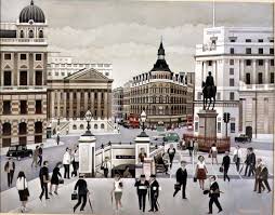 London Art Bank Junction In The Early 20th Century Alfred Daniels Painting Titled Bank Station London Painting London Art British Art