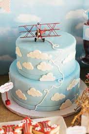Bolos Para Cha De Bebe 35 Modelos Incriveis Vintage Airplane Birthday Party Airplane Birthday Party Planes Birthday Party