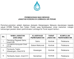 Jalan st john 30200 ipoh perak darul ridzuan 22 disember 2011. Jawatan Kosong Terkini 2020 Di Lembaga Air Perak
