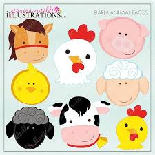 Barn Farm Animals Clipart Black And White Barn Animal Faces Cute Digital Clipart For Card Design Scrapbooking And Web Design Barn Animals Animal Faces Animal Clipart Free