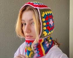 Buy Crochet Balaclava, Granny Square Balaclava,handmade Colorful Balaclava,  Granny Square Hat, Crochet Winter Hat, Unisex Balaclava Online in India