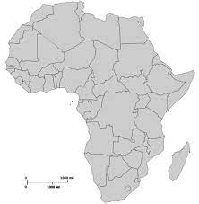 Map with editable african countries and colored location pins. Template Africa Labelled Map Wikipedia