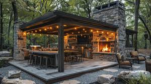 Rustic Outdoor Kitchen And Dining Area
