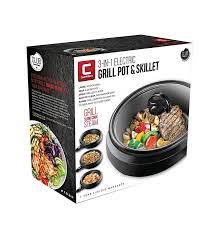 Amazon Com Chefman 3 In 1 Versatile Indoor Grill Pot Skillet Slow Cook Steam Simmer Stir Fry And Serve Non Stick E Electric Grill Grilling Slow Cooker