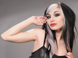 Usually a combination of dark brown or black and blonde. Goth Hairstyle White Skunk Stripe Bangs And The Best Way To Go About It