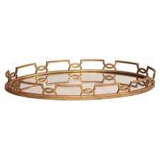 Bright Gold Metal Decorative Tray 11222 The Home Depot Gold Tray Vintage Gold Mirror Mirror Tray