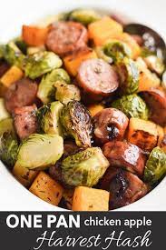 Deglaze the pan with the white wine and cook. Sheet Pan Chicken Apple Harvest Hash Easy Gf Recipes Recipe Healthy Sausage Recipes Chicken Sausage Recipes Sausage Dinner