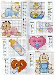 Não sei se dá para ver bem, mas aqui ficam gráficos pequeninos ideais para babetes: Bebe Ponto De Cruz Vanuska Punto Croce Punto Croce Bambino Ricamo Punto Croce