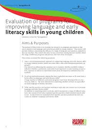 Pdf Evaluation Of Programs And Methods For Improving Language And Early Literacy Skills In Young Children