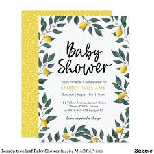 Lemon Tree Leaf Baby Shower Invitation Zazzle Com Tea Party Invitations Shower Invitations Baby Shower Invitations