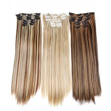 100% real hair, silky smooth, natural luster, small size design to change the original state, to create a new self. Best Offer 48ea8 Alileader Products 22inch 16 Clips Long Straight Clip In Hair Extensions Full Head Synthetic Fake Hair Pieces Blonde Mix Brown Cicig Co