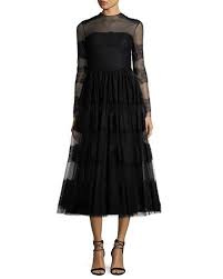 W0gjn Valentino Long Sleeve Chantilly Lace Dress Black