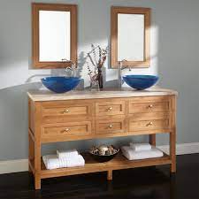 Part #sh362742 | item #7629962 | manufacturer part #362742. 60 Thayer Bamboo Double Vessel Sink Vanity Contemporary Bathroom Cincinnati By Signature Hardware Houzz