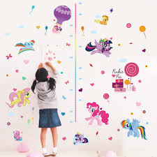 us 1 98 20 off diy cartoon horse height measure growth chart wall sticker for kids room butterfly flora nursery girl bedroom decor art in wall