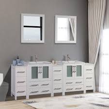 Check spelling or type a new query. 84 Inch Double Sink Bathroom Vanity Combo Set 3 Side Cabinets 2 Shelve Homebeyond