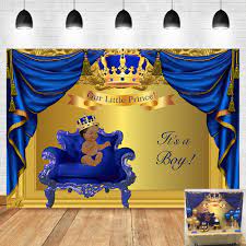 Comprar Camera E Foto Neoback Royal Blue Baby Shower Backdrop Royal Prince Baby Shower Photography Background Blue Gold Crown Baby Shower Party Banner