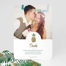 Einladungskarten zur goldenen hochzeit mit persönlicher note. Alle Dankeskarten Hochzeit Ananas Und Palmen Kostenloser Probedruck Carteland