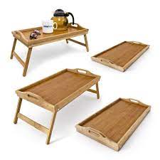 In welchen größen gibt es betten mit stauraum? 4x Betttablett Serviertablett 50x30 Fruhstuckstablett Klappbar Bambus Bett Tisch