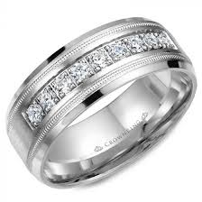 Diamond 14k white gold wedding band. Crownring 14k White Gold Diamond 8mm Wedding Band