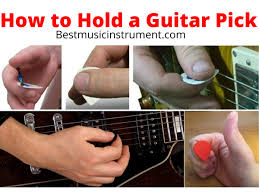 As you can see, he's positioned his guitar on his left knee, with the actual guitar held at a 45 degree angle. Guitar Learning Tips How To Hold A Guitar Pick Properly