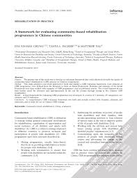 Pdf A Framework For Evaluating Community Based Rehabilitation Programmes In Chinese Communities