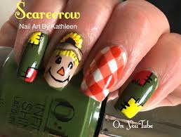 Scarecrow Nail Art Nails Nailart Naildesign Thanksgiving Fall Freehand Cute Tutorial Thanksgiving Nail Art Fall Thanksgiving Nails Thanksgiving Nails