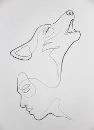 Minimalist Strichzeichnung Des Lone Wolf Continuous Line Tattoo Line Art Tattoos Simple Wolf Tattoo