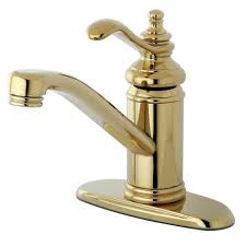 Kingston Brass 4 In Centerset 1 Handle High Arc Bathroom Faucet In Polished Brass Hks3402tl The Home Depot Single Hole Bathroom Faucet Bathroom Faucets Faucet