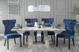 The borghese's accommodating design gives you room to host the next family gathering. Urban Deco Milan 200cm Grey Marble Dining Table With 6 Courtney Blue Chairs Cfs Furniture Uk