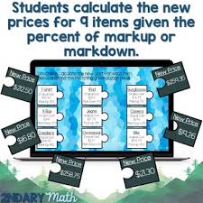 Markup Markdown Percent Digital Puzzle For Distance Learning Math Rotations Middle School Math Classroom Distance Learning