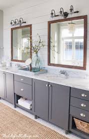 Recessed shelving has the benefit of looking smooth and harmonious, and to actually expand a space visually, rather than make it a little more cramped as typical shelves do. Grey And White Shiplap Bathroom Novocom Top
