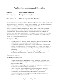 These employees perform a range of hands on functions to assist in the smooth running of their bosses' offices. Vice Principal Job Description Templates At Allbusinesstemplates Com