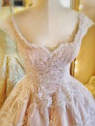 Blush Lace Tea Length Wedding Dress In Ivory And Pink Tea Length Dresses Tea Length Wedding Dress Wedding Dresses