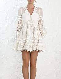 Httpseuzimmermannwearcomreadytowearclothingdresses Corsage-embellished-mini-dress-ivoryhtml Ladies Mini Dresses White Dresses For Women Boho Dress