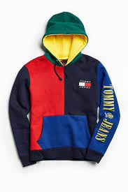 Tommy Hilfiger 90s Colorblock Hoodie Sweatshirt Mens Fashion Sweaters Tommy Hilfiger Outfit Tommy Hilfiger Sweatshirt