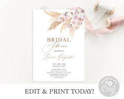 Pampas Grass Bridal Shower Invitation Instant Download Template Boho Invites Editable Bridal Card Desert Theme Bridal Invitations Bridal Shower Invitations Bridal Card