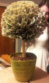 Who Said Money Can T Grow On Trees Money Tree Diy 100 1 Bills A Few Rolls Of Pennies 5 Or 6 Skewers Pins For Money Gift Diy Money Creative Money Gifts