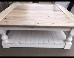 Large Square Rustic Baluster Wide Plank Coffee Table Farmhouse Coffee Table Shabby Ch Coffee Table Farmhouse Farmhouse Style Coffee Table Farmhouse Table Decor