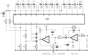 The 8 op amps are used as voltage comparators. Uaa180 Based Vu Meter